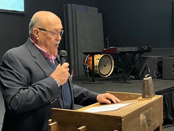 Club leadership at the podium